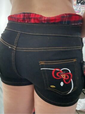 Hello Kitty hand made Black Shorts with patches